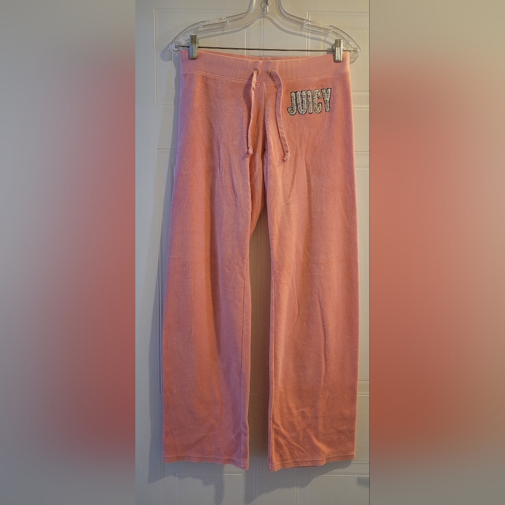 Juicy Couture Womens Bright Pink Velour Embellished Relaxed Lounge Pants S
